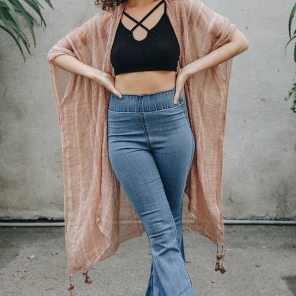 Blush Sheet Vertical Stripe Kimono - Picture 2 of 2